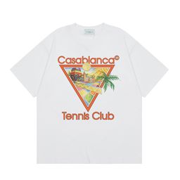 thumbnail for Cross-border 2024 Spring/Summer New Casablanca Casablanca LOGO Print Men's and Women's Loose Short Sleeve T-Shirts