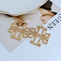 thumbnail for European and American fashionable minimalist commuter ultra-glitter rhinestone skeleton English letters with exquisite women's earrings