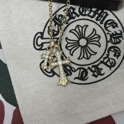 thumbnail for Croxin, trendy, individual, vintage, colored diamonds, double crosses, pendant necklaces, uni**, high-end, everyday versatility