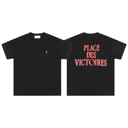 thumbnail for 跨境AMI新款短袖纯棉T恤印花字母男女同款插肩袖上衣打底半袖