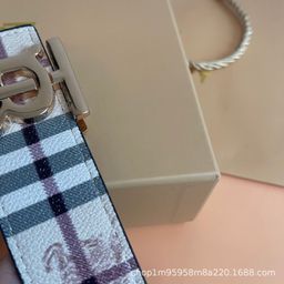 thumbnail for Cross-Border New Tb Style Baobao Men's Leather Belt, Made of Two-Layer Cowhide, Fashionable Business Casual Versatile Trendy Brand Belt