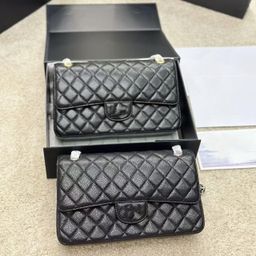 thumbnail for Classic small fragrance wind leather women's bag, caviar cowhide bag, one-shoulder crossbody bag, lingge chain bag, small square bag