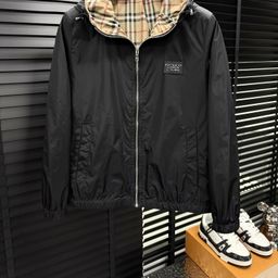 thumbnail for 欧洲站简约轻奢内里格子夹克衫男士春秋薄款修身连帽欧货外套