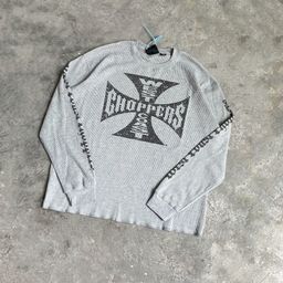 thumbnail for European and American cross-border street trendy brand waffle tops casual American vibe retro washed loose long-sleeved T-shirt for men