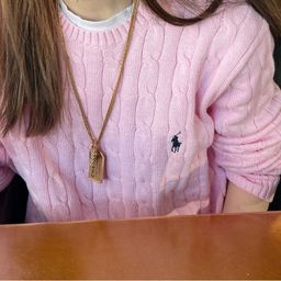 thumbnail for Original foreign trade scannable cotton thread ralph pony embroidery classic twist round neck knitted long sleeve top