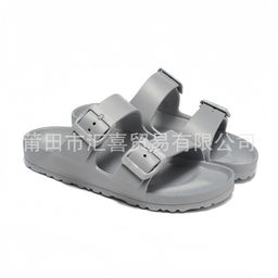 thumbnail for Summer EVA flat slippers wear flat shoes with double buckle EVA sandals waterproof and non-slip ultralight beach slippers couple shoes