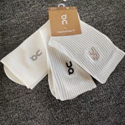 thumbnail for New on Socks 3-Pair Pack Couple Style Solid Color Black and White Trendy Socks Fashion Embroidered Casual Cotton High-Top Socks