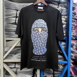 thumbnail for 欧美高街潮流新款蒙面人像印花宽松休闲短袖T恤男女同款情侣半袖