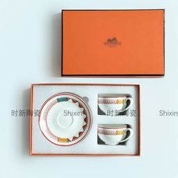 thumbnail for Cross-border H Family Fashion Coffee Cup Set European Bone China Afternoon Tea Set Black Tea Cup Coffee 2 Cups 2 Saucers Gift Box