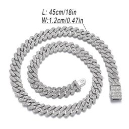 thumbnail for European and American 20mm Hip-Hop Cuban Chain Full of Diamonds Zinc Alloy Rhombus Geometric Three Rows of Diamonds Exaggerated Rap Men&#039;s Necklace