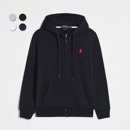 thumbnail for Embroidered Pony RL Hooded Cardigan Sweater Embroidered Loose plus size Cross Border Men&#039s Polo Coat Zip Top