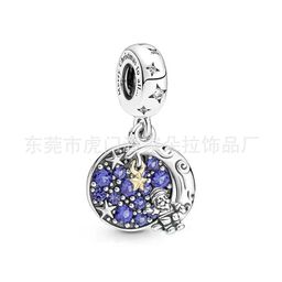 thumbnail for Panjia White Copper S925 Si**er Plated Bracelet Beads Blue Star Pendant DIY Accessories Loose Bead Necklace Bracelet