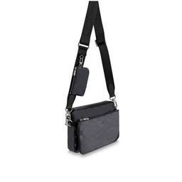 thumbnail for 2025 Fall/Winter New Men's Crossbody 3-in-1 Messenger Bag, Black Flower Clutch Bag, Storage Bag, Shoulder