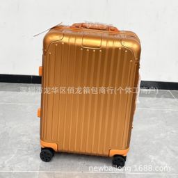 thumbnail for New Gold Copper Original Mercury Grey Mars Orange Metallic Aluminum Magnesium Alloy Trolley Suitcase Luggage Luggage
