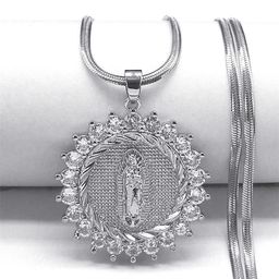 thumbnail for Colar pingente Maria 2024, joia retrô europeia e americana, com pingente de zircônia banhado a ouro e cobre, para exportação.