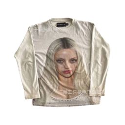 thumbnail for European and American Ins Cross-Border Stylish Dark Printed Round Neck Sweatshirt Long-Sleeved T-Shirt Pullover Retro Jacket Street Trendy