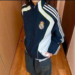 thumbnail for Real Madrid embroidered three-bar football unisex woven jacket, trench coat, spring and autumn sportswear jacket JF2575