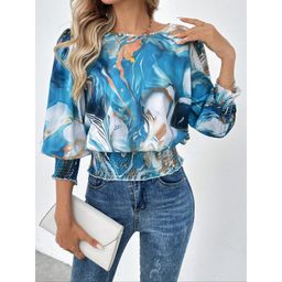thumbnail for in stock quality cross-border exclusive for AliExpress Amazon foreign trade digital printing hit seven-sleeve chiffon shirt