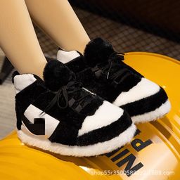 thumbnail for AJ big cotton shoes plush slippers fall and winter comfortable couple cotton slippers keep warm aj big head chubby and fluffy