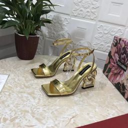 thumbnail for European Station DG Casual Leather Shoes Silver Sea Cucumber Cowhide Women's Shoes Slippers Explosive Sandals High Heel Comfortable