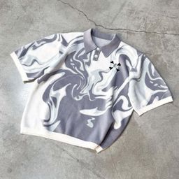 thumbnail for 2025 winter lapel button design hand-painted patterned sweater Y2K Harajuku street men's autumn winter warm sweater