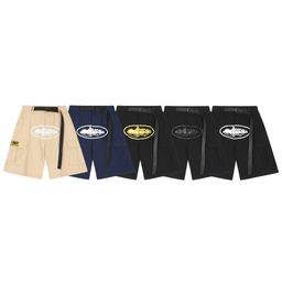 thumbnail for American-style hipster street hip-hop high-street loose-fit casual printed multi-pocket overalls shorts men's casual pants solid color