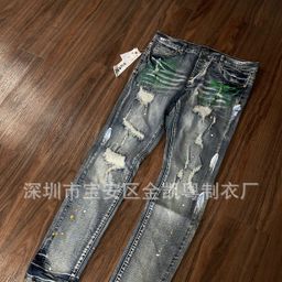 thumbnail for Cross-border high-quality PURPLE BRAND JEANS Mei Chao High Street casual ripped slim-fit denim pants