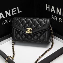 thumbnail for Bolsa pequena feminina requintada de alta qualidade com corrente de ombro único em couro genuíno acolchoado do mesmo estilo da vovó Xiang.