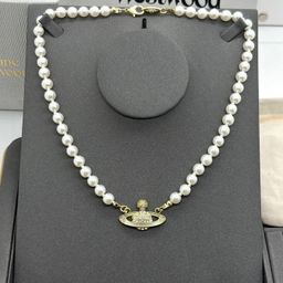 thumbnail for Pico Ann manufacturer Saturn pearl necklace women's style pin three-dimensional planet necklace sweater chain clavicle chain