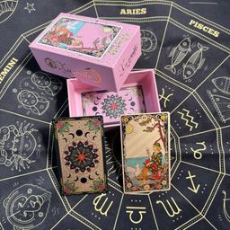 thumbnail for Authentic Classic 24K Gold Mandala Flower Waite Tarot Card Gold Foil Waterproof Tarot Card for Beginners