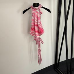 thumbnail for 2025 Summer Nanyou High-End Dopamine Nanyou New Bow Tie Backless Halter Silk Vest Top