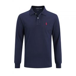 thumbnail for New long-sleeve men's casual lapel loose plus-size solid color pure cotton embroidered pony badge shirt in stock, with hang tag