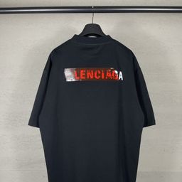 thumbnail for High version Paris 2025 new B home front and rear letters LOGO embroidery tape adhesive plus size loose short sleeve T-shirt
