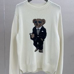 thumbnail for 2025 autumn and winter new cotton heavy industry cartoon bear crew neck college age reduction versatile sweater unisex