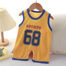 thumbnail for 新款夏季婴儿背心爬服薄款无袖宝宝哈衣卡通圆领运动新生儿连体衣