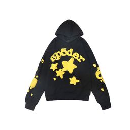 thumbnail for Foreign trade Sp1der hip hop singer same style foam letter 555 couple hoodie Pink sweatshirt