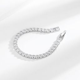 thumbnail for Cross-border Live Hip Hop Jewelry Zircon 4mm Square Diamond Single Row Diamond Bracelet Men and Women Fashion Fashion Bracelet Wholesale