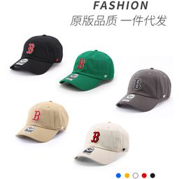 thumbnail for 47Brand New Soft-Top B Logo Baseball Cap Spring/Summer Multi-Color Red Sox Adjustable Trendy Brand Unisex Baseball Cap