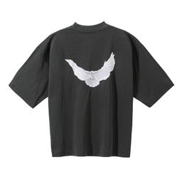 thumbnail for Kanye Kanye Yeezy Three-Party Joint Peace Dove High Street Loose Round Neck Short-Sleeved Men's and Women's Same Style T-Shirt Trendy Brand