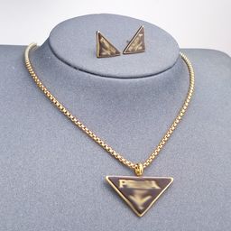 thumbnail for Titanium steel geometric triangle with letters cold style high-end earring necklace suit ladies banquet temperament all-match