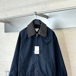 thumbnail for Ceiling Quality 25Fw Trendy Brand New Bv Style Woven Leather Collar Jacket Jacket for Male and Female Stars with the Same Style and Handsome