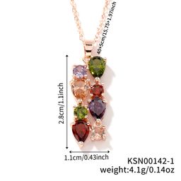 thumbnail for wish hot selling necklace Europe and America color stone AAA zircon pendant long necklace Mona Lisa colorful necklace