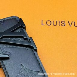thumbnail for New L Men&#039s Belt Smooth Buckle V-shaped Female Belt Youth Plaid Trouser Belt Trendy Casual Business Belt