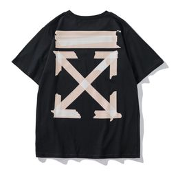 thumbnail for Factory wholesale summer trendy brand OFF OW arrow print series short-sleeved men and women couple high street style T-shirt