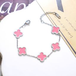 thumbnail for 18K Rose Gold Non-fading Internet Celebrity Fashion Four-leaf Clover Titanium Steel Bracelet Women&#039;s Shell Trendy Personalized Design Hand Jewelry