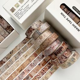 thumbnail for Retro style 8-roll combination washi tape, lattice journal tape, small floral journal tape, decorative material stickers