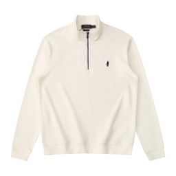 thumbnail for Cross-Border Autumn and Winter New American-Style Horse Embroidery Sweatshirt with Stand Collar, Half-Zip, Pure Cotton Polo Cardigan Casual Top