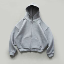 thumbnail for 300g foreign trade cotton jacket gray hooded sweatshirt men's spring and autumn casual American trendy brand couple cardigan