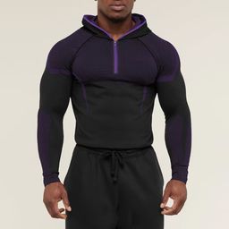 thumbnail for Gymshark/Onyx5 Men's Long-Sleeved Sports Fitness Quick-Drying Breathable Elastic Half-Zip Tight-Fitting Training Clothes