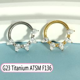 thumbnail for G23钛合金椭圆形锆石鼻中隔鼻钉鼻环闭合环耳环耳蜗钉穿刺饰品新